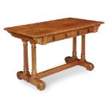 HOLLAND & SONS, LONDON GOTHIC REVIVAL ASH WRITING TABLE, CIRCA 1880 the rectangular moulded top