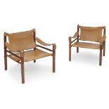 Y ARNE NORELL (1917-1971) FOR NORELL MÖBEL PAIR OF SIROCCO SAFARI CHAIRS, CIRCA 1965 rosewood frames