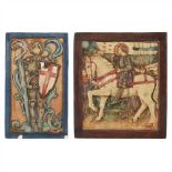 COMPTON POTTERS' ART GUILD TWO POTTERY WALL PLAQUES, CIRCA 1920 each painted in tempera, with