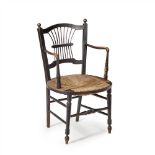 DANTE GABRIEL ROSSETTI (1828-1882) FOR MORRIS & COMPANY EBONISED 'SUSSEX' CHAIR, CIRCA 1890 the