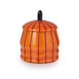 MICHAEL POWOLNY (1871-1954) FOR LOETZ ORANGE CASED GLASS JAR & COVER, CIRCA 1920 with trailed