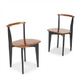 SWEDISH SCHOOL PAIR OF BIRCH AND EBONISED SIDE CHAIRS, MID-20TH CENTURY each with curved back