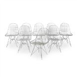 CHARLES EAMES (1907-1978) AND RAY EAMES (1912-1988) SET OF EIGHT DKR WIRE CHAIRS, DESIGNED 1951