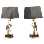 ATTRIBUTED TO MAISON JANSEN PAIR OF TABLE LAMPS, CIRCA 1960 each with brass plated fittings, and