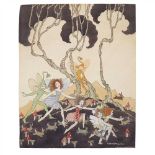 § ELIZABETH MARY WATT (1886-1954) FAIRIES AND ELVES pen, ink and watercolour with bodycolour, signed