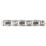 GEORG JENSEN (1866-1935) STERLING SILVER BRACELET, POST 1945 comprising six links in bird and