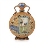 ATTRIBUTED TO MINTON & CO. AESTHETIC MOVEMENT PÂTE-SUR-PÂTE MOON FLASK, CIRCA 1875 terracotta,