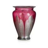 LOETZ, AUSTRIA 'TITANIA' IRIDESCENT GLASS VASE, CIRCA 1910 the ruby glass body with pulled silver