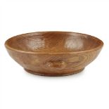 ROBERT 'MOUSEMAN' THOMPSON (1876-1955) CIRCULAR OAK BOWL, CIRCA 1945 with tooled surface, carved