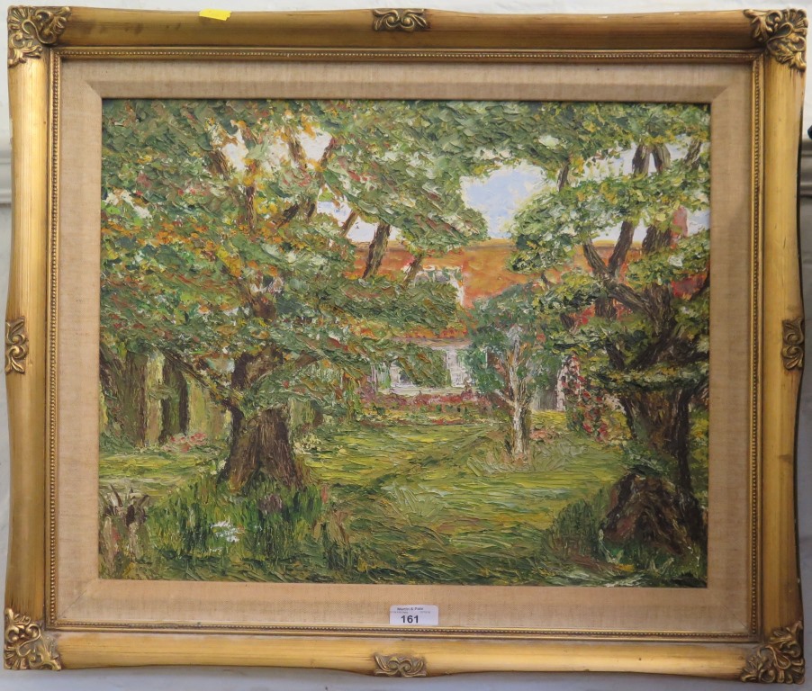 Brigitte Grey 'My Garden' Oil on board labelled verso 39cm x 49cm