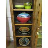 Two Poole Pottery Delphis range large bowls, one as found, and a smaller bowl, as found, Poole