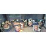 Royal Doulton Character Jugs: The Wizard D6862, The Juggler D6835, Dick Turpin D6528, Long John