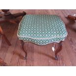 A 19th century French style rosewood stool, with upholstered seat on carved cabriole legs 45cm
