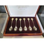 A boxed set of John Pinches commemorative spoons