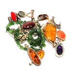 A collection of amber jewellery