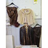 An Indian Beaver fur long coat, two stoles and a short jacket (4)
