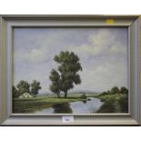 A Waly A river scene Oil on canvas, signed 29cm x 39cm
