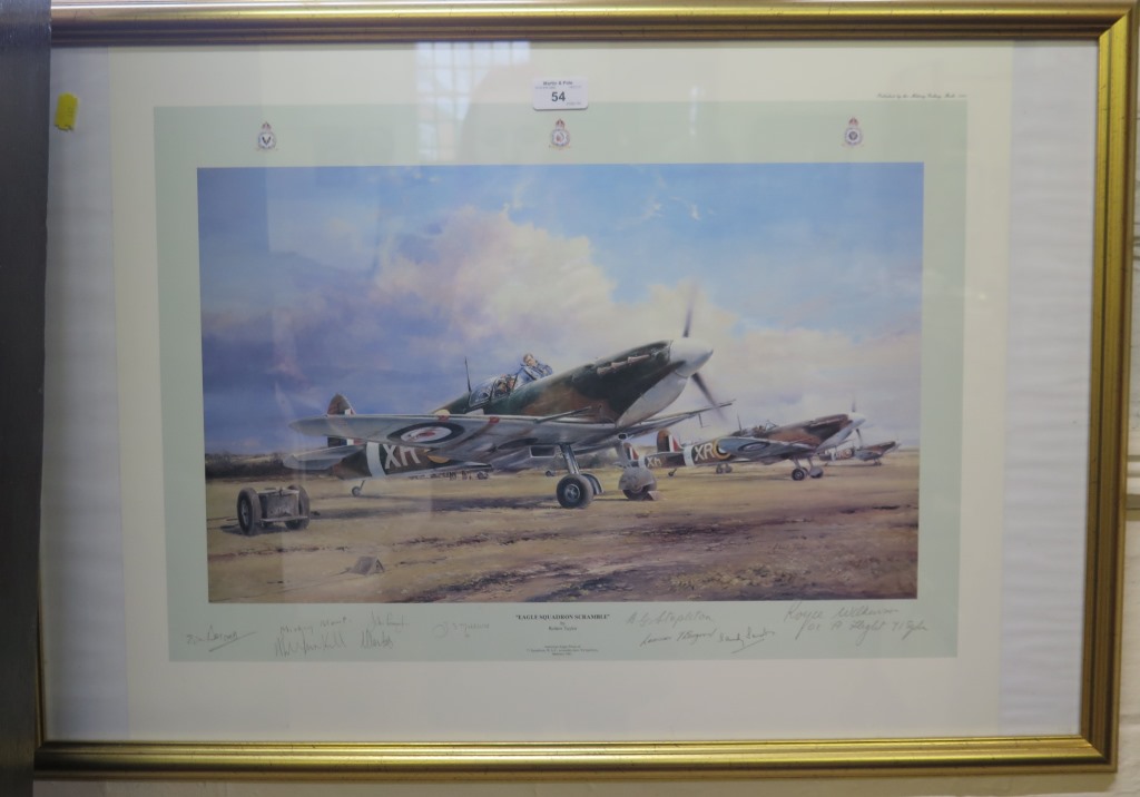 After Robert Taylor 'Eagle Squadron Scramble' - American Eagle Pilots of 71 squadron Lithograph with