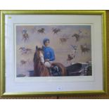 Barrie Linklater Frankie Dettori's Ascot Seven Lithograph signed by artist and Frankie Dettori in