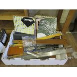 Two boxes of drawing instruments including rules, stencils, compasses etc, and various Domus