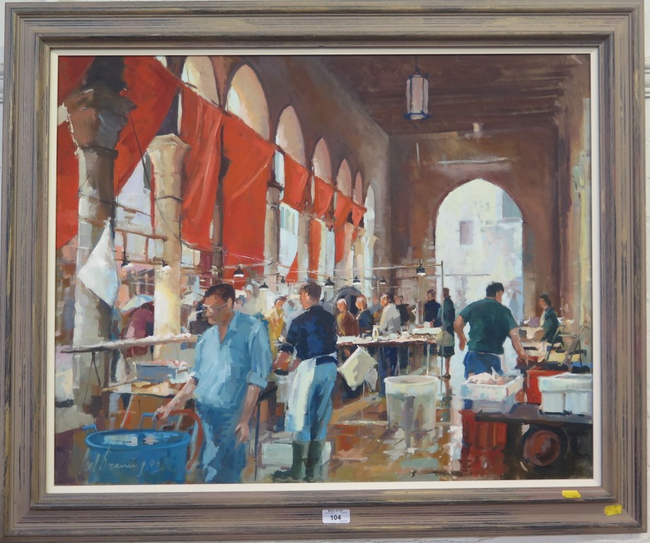 •Paul Banning The Fish Market, Venice Oil on canvas, signed and dated '92, 60cm x 75cm May be