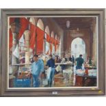 •Paul Banning The Fish Market, Venice Oil on canvas, signed and dated '92, 60cm x 75cm May be