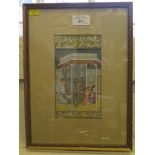 Six framed Mughal watercolours depicting courting couples and others
