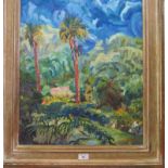 Julian Bettney The Palms - Abbotsbury Sub Tropical Garden Acrylic on board Signed and dated '97,