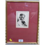 Edward Hill Lacey Portrait of gentleman in lounge hat and tie Etching, signed in pencil 11.5cm x 8.