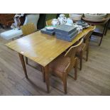 A 1960s oak and beech plywood dining table and four chairs, designed by Alphons Loebenstein for