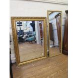 Two giltwood framed wall mirrors 92cm x 69cm and 105cm x 39cm (2)