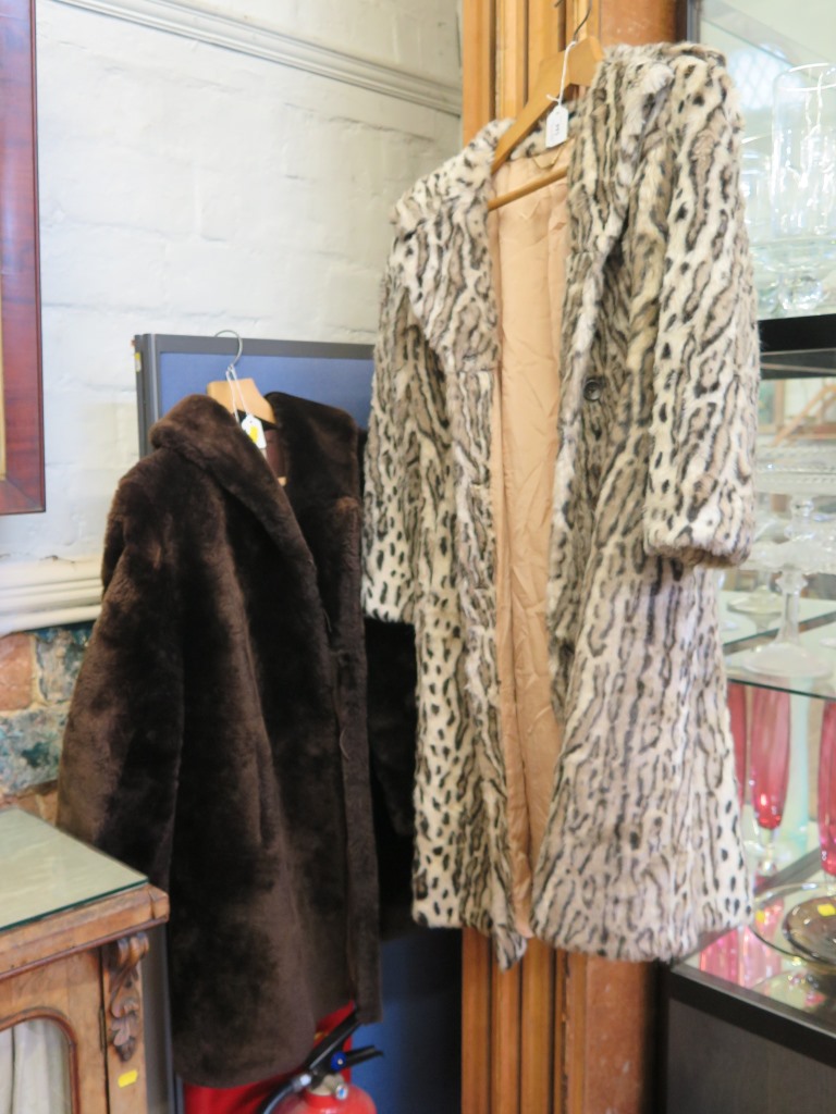 A Windsmoor faux fur coat and a Marcus faux fur coat (2)