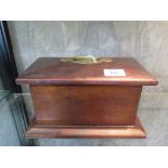 A late Victorian mahogany box, lid with engraved inset handle, 26cm wide