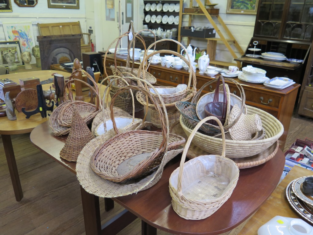 Various wicker and rattan baskets