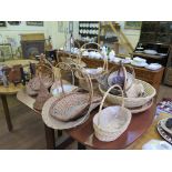 Various wicker and rattan baskets