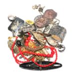 A bag of costume jewellery