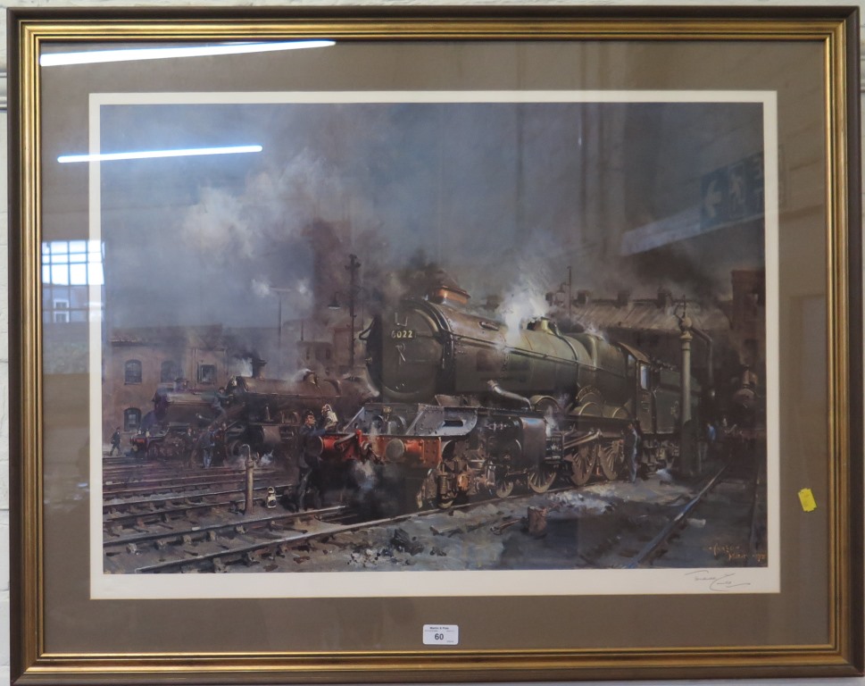 Terence Cuneo Preparing King Edward III locomotive lithograph, signed in pencil and with blind stamp