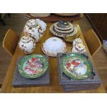 A graduated set of four Masons 'Brown Velvet' pattern ginger jars, three plates and square dish, a