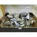 Two boxes of wooden and aluminium shoe trees
