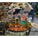 A glass Walt Disney World figure of Mickey and Minnie Mouse dancing, titled 'Shall We Dance' 11cm