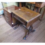 A miniature reproduction mahogany sofa table 46cm wide, and a small chest of drawers (2)