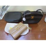 A Salvatore Ferragamo beige leather shoulder bag, a black leather handbag by the same designer and