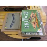 Various collectable items related to card playing and bridge, including Autobridge sets, playing