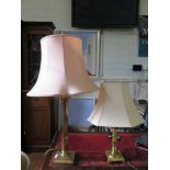 Two brass table lamps