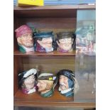 Seven Royal Doulton character jugs, Sam Weller, Tony Weller, Smuggler, Lumberjack, Robin Hood,