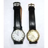 A gentleman's gold plated and stainless steel manual wind Omega wrist watch together with a Seiko