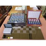 Franklin Mint Battle of Waterloo chess set, with description cards, and The Battle of Waterloo