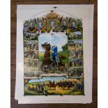 Two German late 19th century regimental chromolithographs 56cm x 39cm and a reproduction poster (3)
