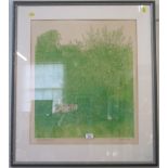 After Alan Lumsden 'Sunday Evening' Etching and aquatint in green Signed and numbered 45/75 in