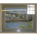 W. Pip Phillips View of Helford Village in West Cornwall pastel signed 36cm x 50cm